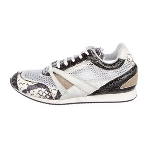 BALENCIAGA Embossed Leather Mesh-Accented Sneakers